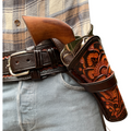 Cross Draw Tooled Leather Holster - Brown